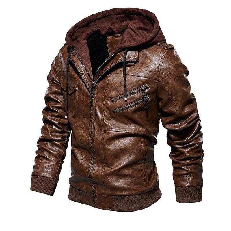 Mivor Men's Leather Jacket with Removable Hood - Mivor