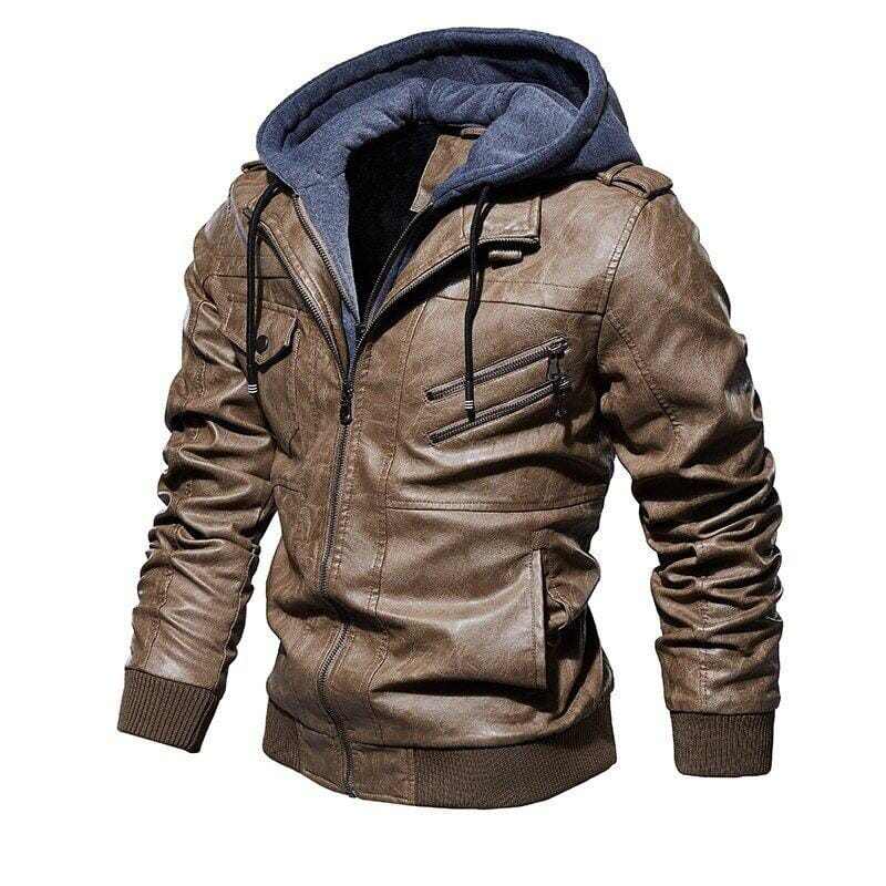 Mivor Men's Leather Jacket with Removable Hood - Mivor