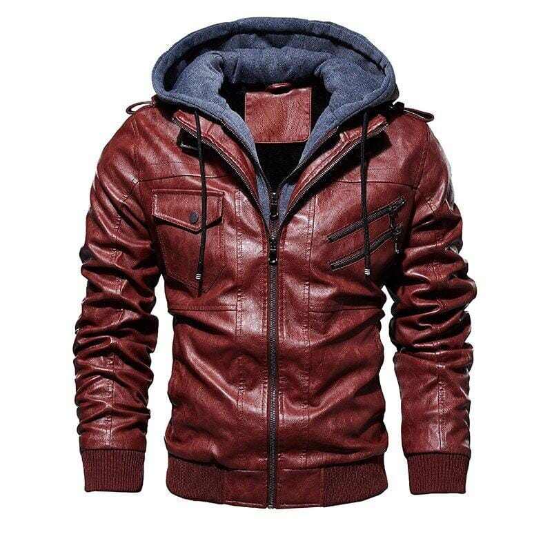 Mivor Men's Leather Jacket with Removable Hood - Mivor